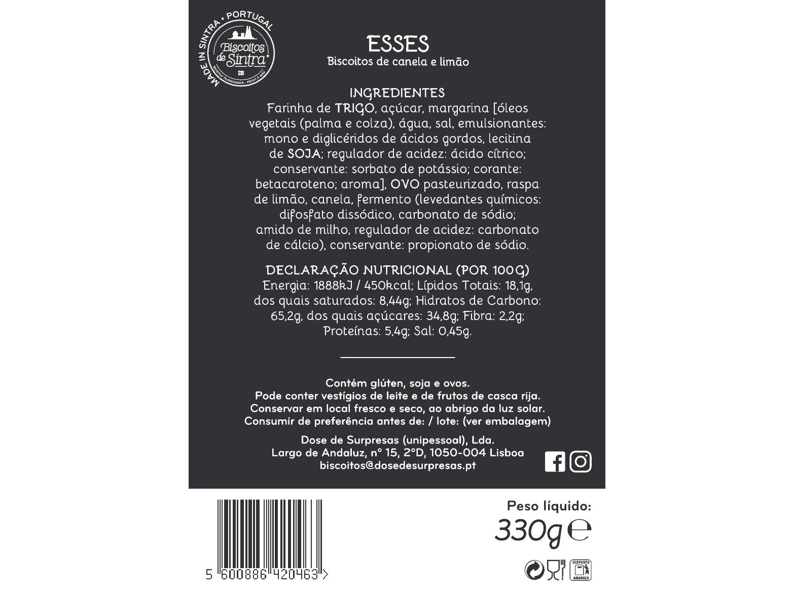 ESSES BISCOITOS DE SINTRA 330G image number 1