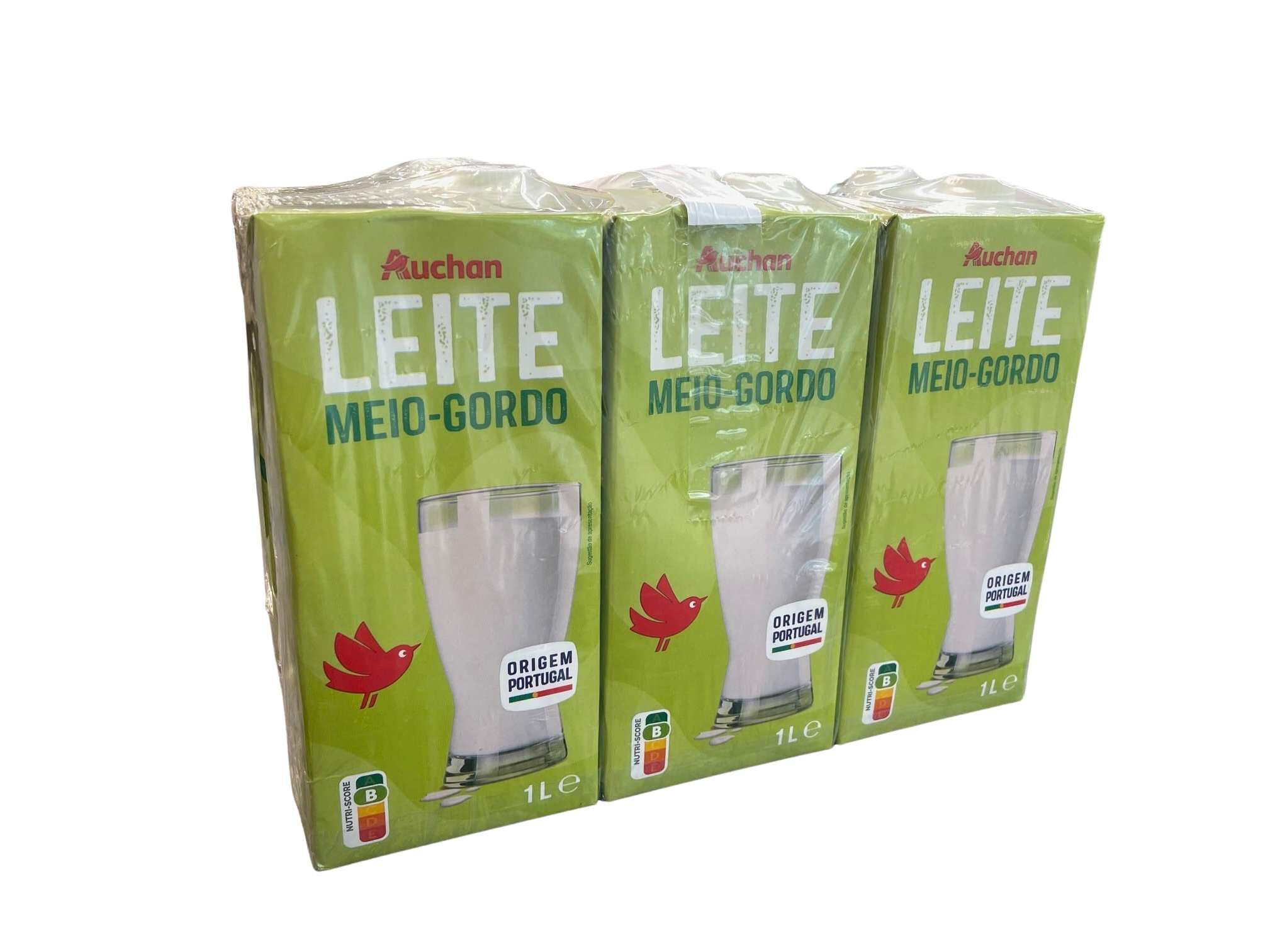 LEITE AUCHAN UHT MEIO GORDO SLIM 6X1L