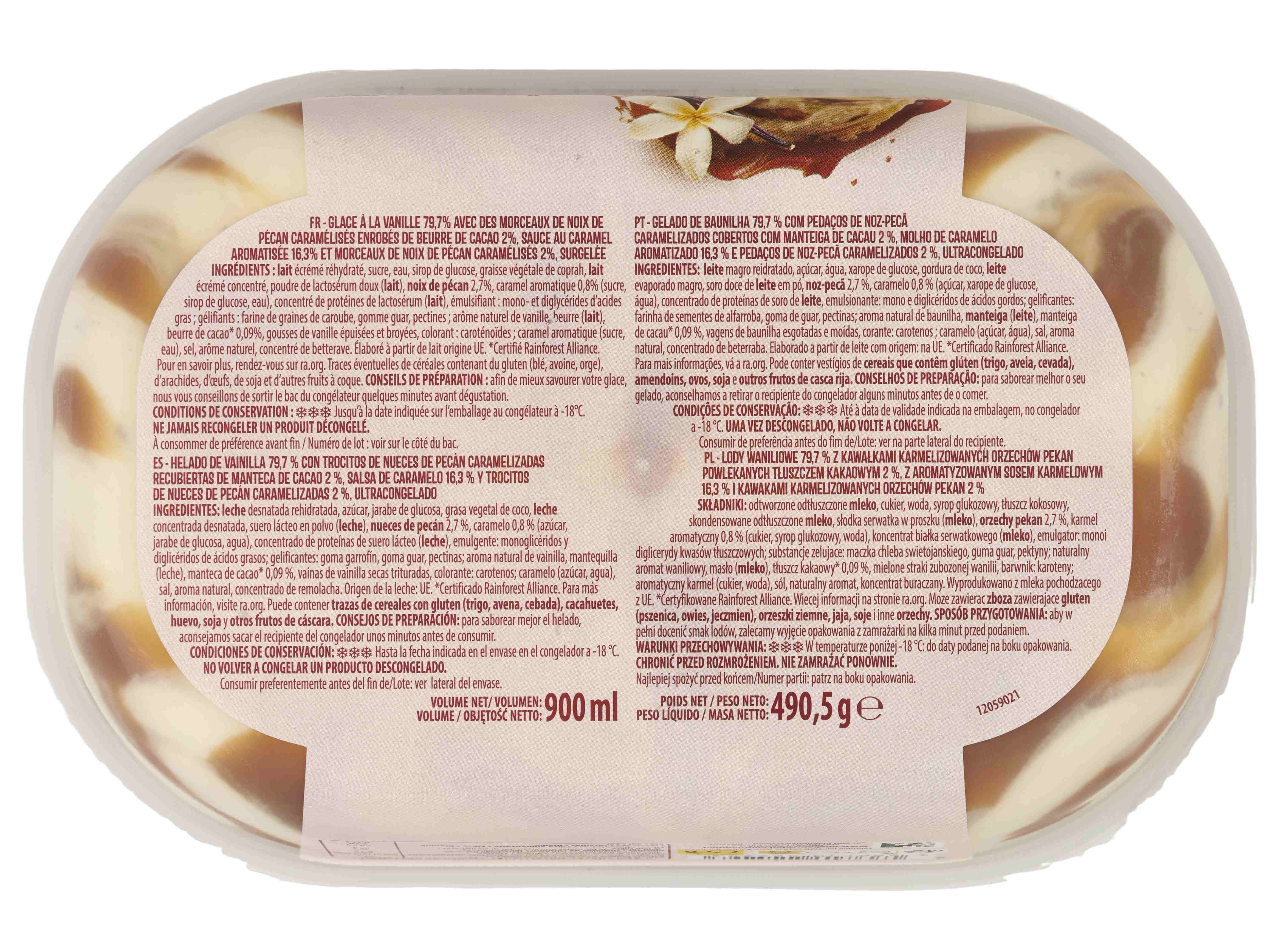 GELADO AUCHAN BAUNILHA NOZES-PEC&Atilde;S 900ML image number 2