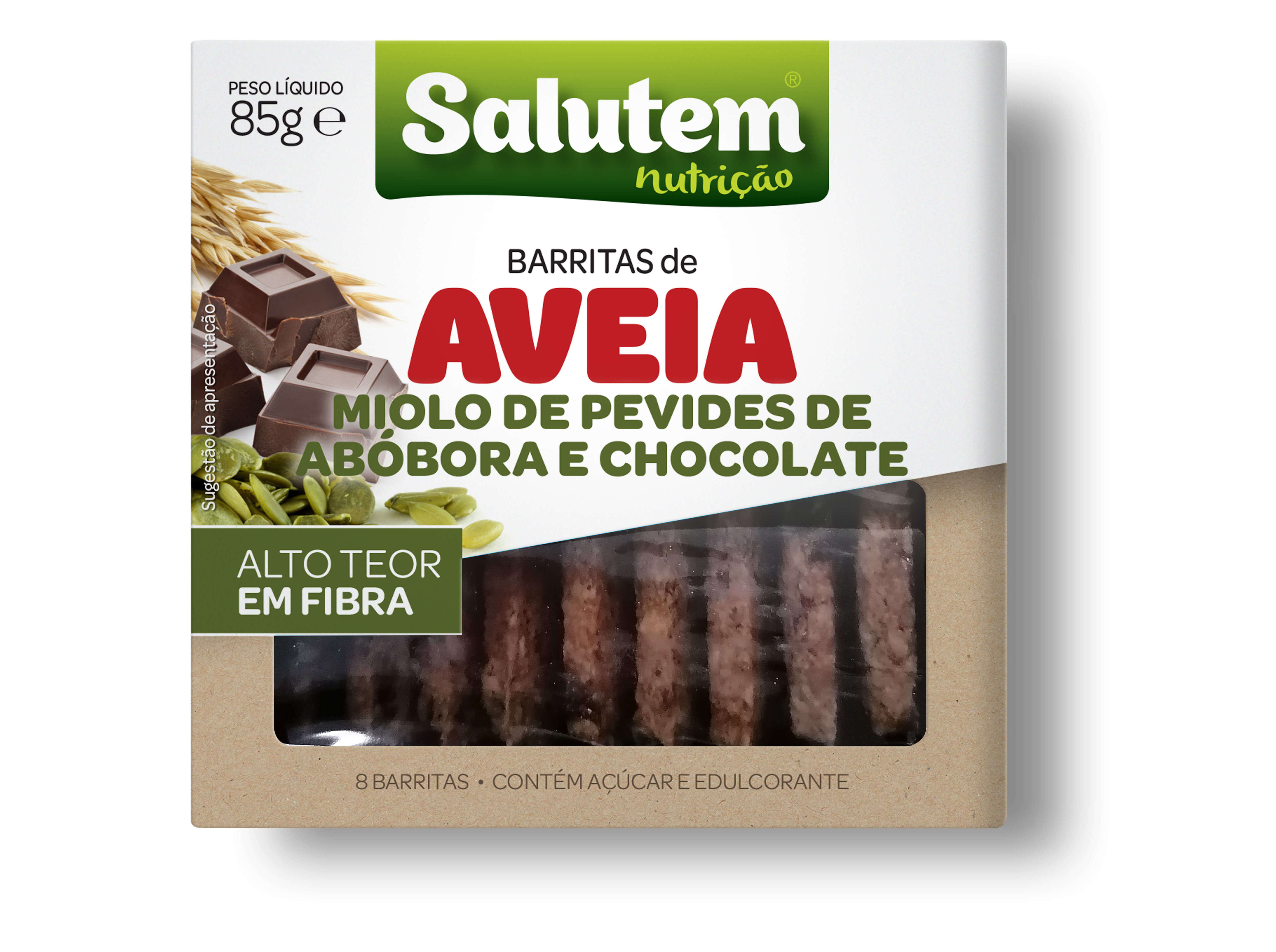 BARRITAS DE AVEIA SALUTEM PEVIDES E CHOCOLATE 85G image number 0