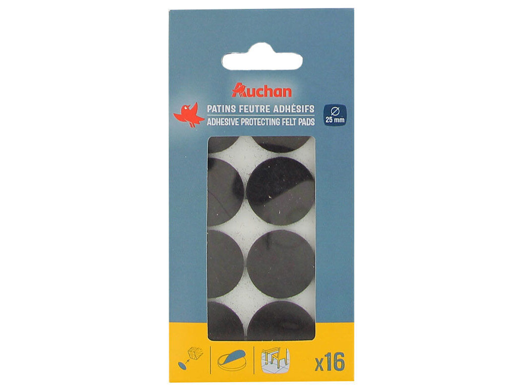 FELTROS PROTECTORES AUCHAN CASTANHO ADESIVOS 16 PE&Ccedil;AS 25MM image number 0