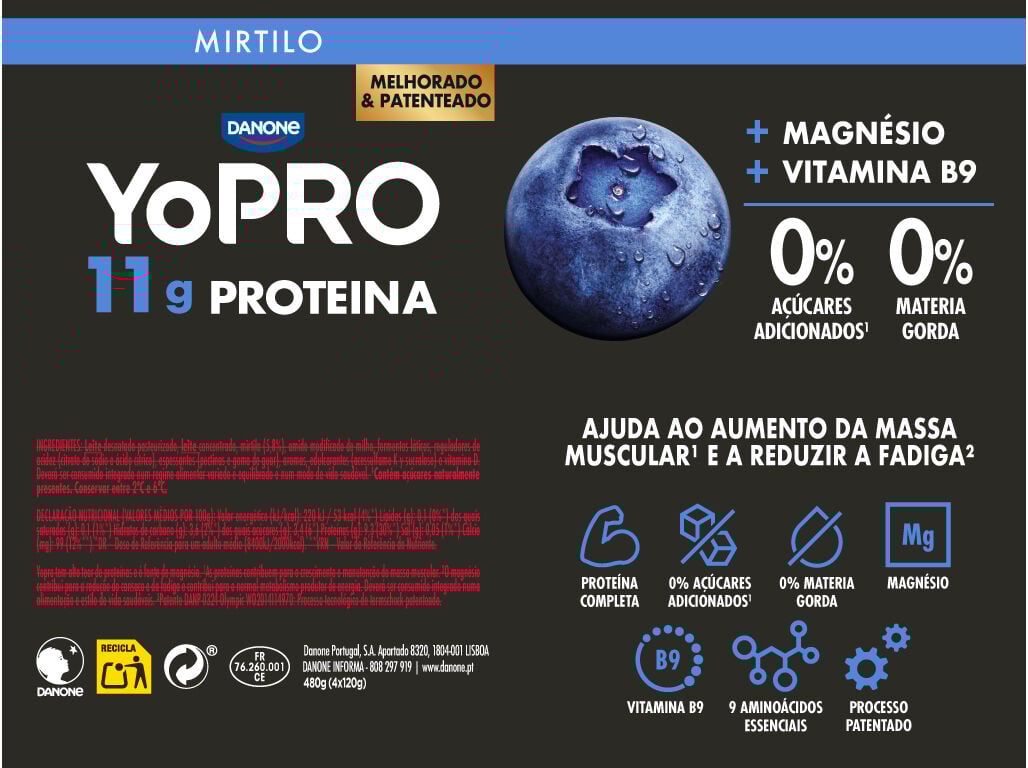 IOGURTE PROTEINA YOPRO MIRTILO 4X120G image number 1