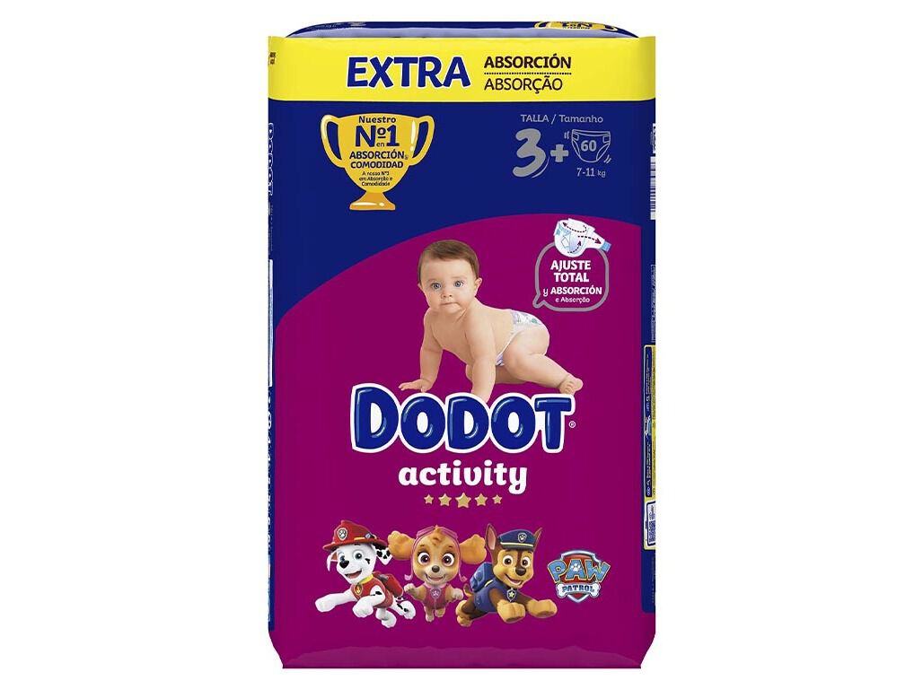 FRALDAS DODOT ACTIVITY EXTRA T3+ 7-11KG 60 UN image number 1