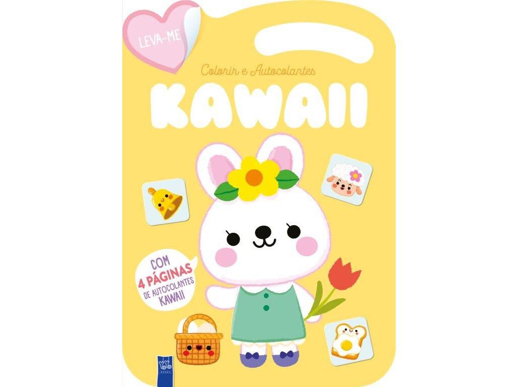 LIVRO LEVA-ME COLORIR E AUTOCOLANTES KAWAII - AMARELO image number 0