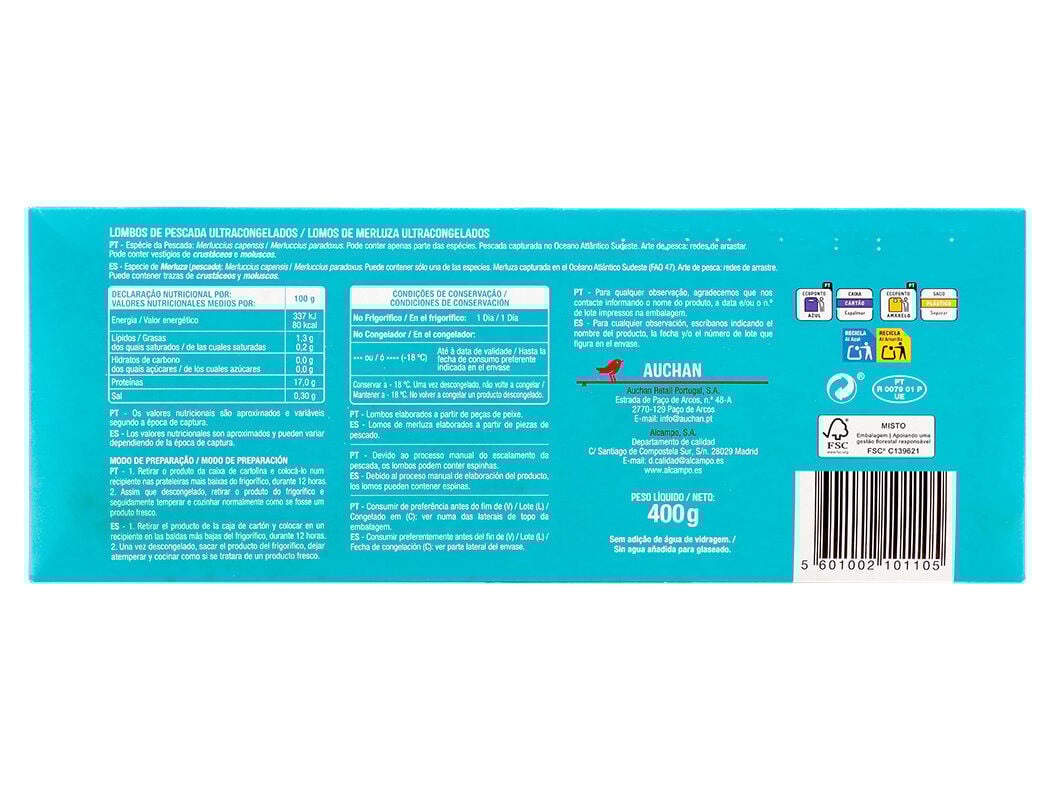 LOMBOS DE PESCADA AUCHAN 400G image number 1