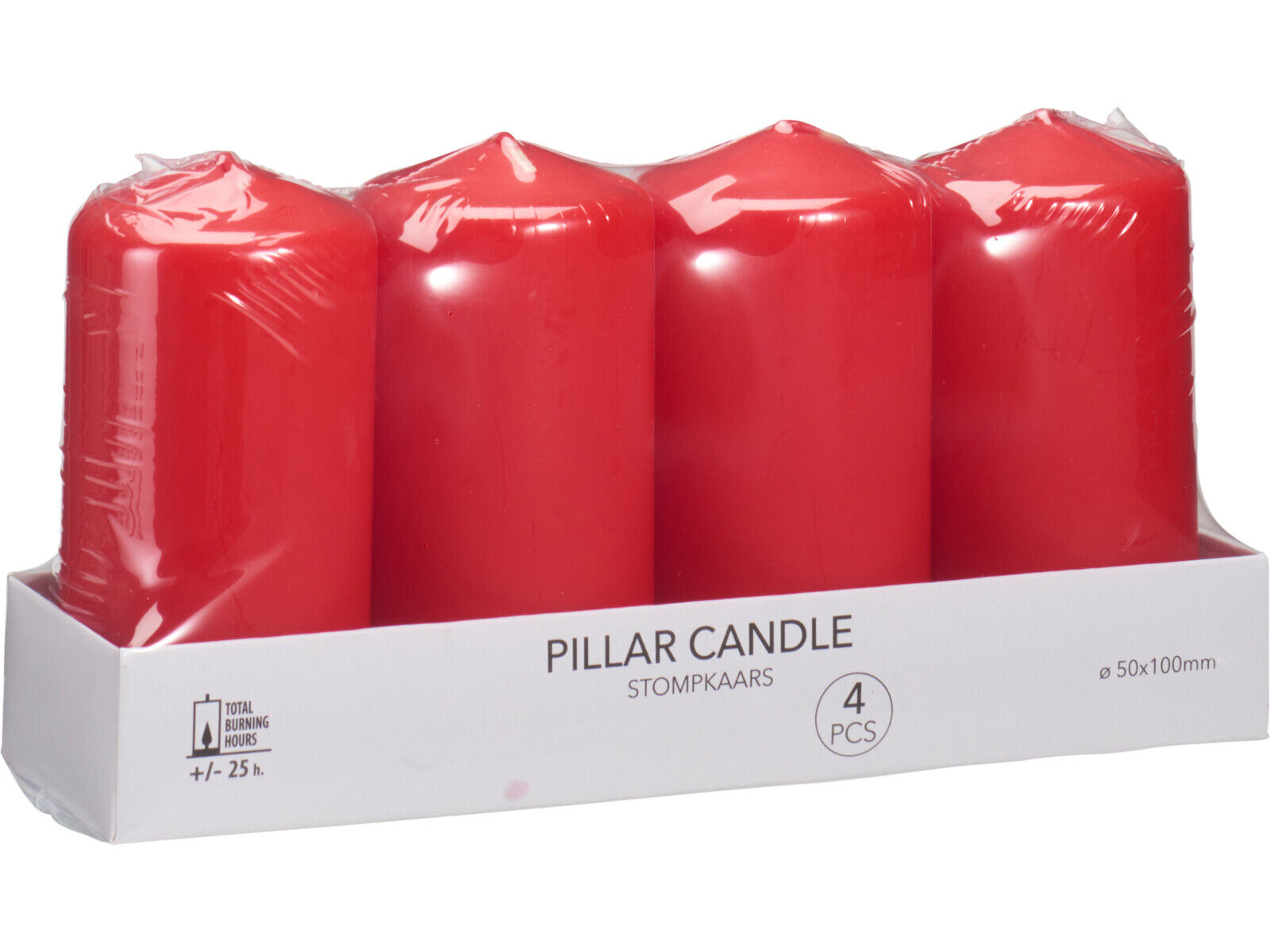 CONJUNTO DE 4 VELAS VERMELHO 5X10CM image number 1