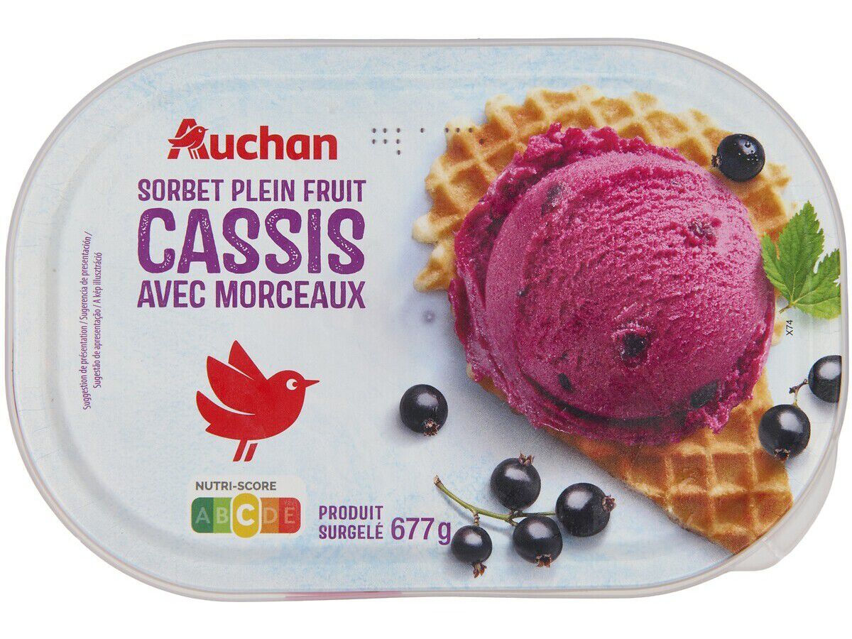 SORBET AUCHAN GROSELHA-NEGRA COM PEDA&Ccedil;OS 1L