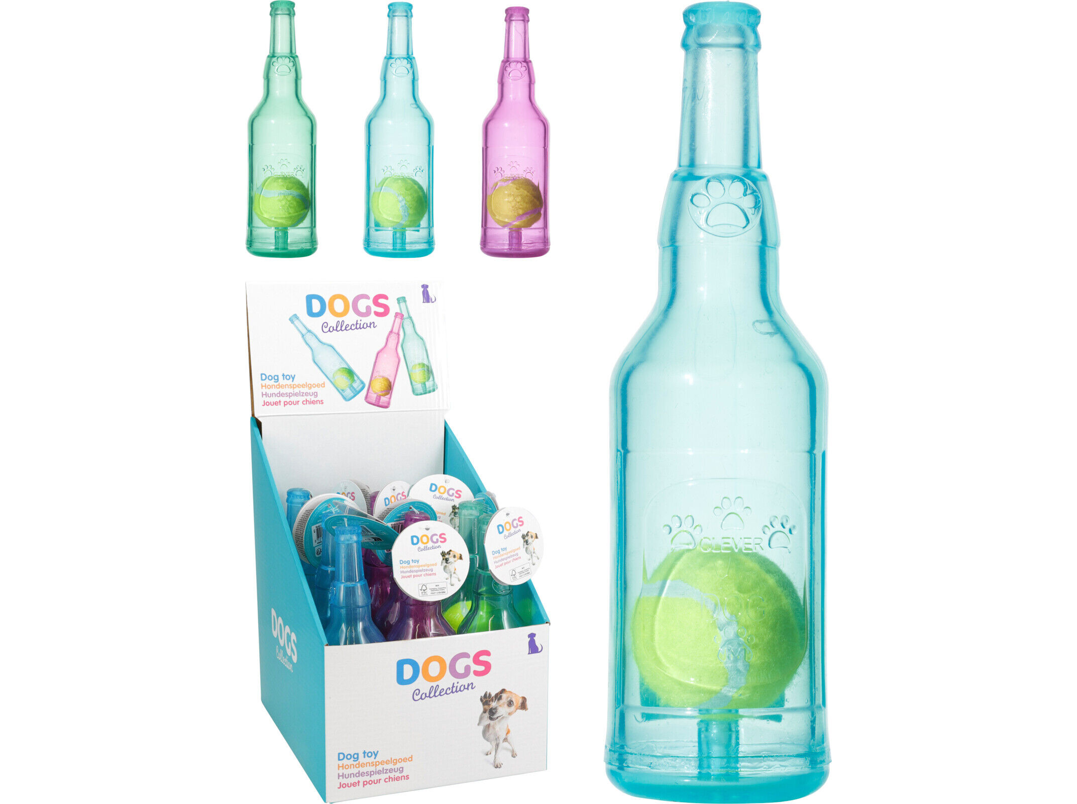 BRINQUEDO PARA C&Atilde;O DOGS COLLECTION GARRAFA COM BOLA 20X5X5CM CORES SORTIDAS image number 1
