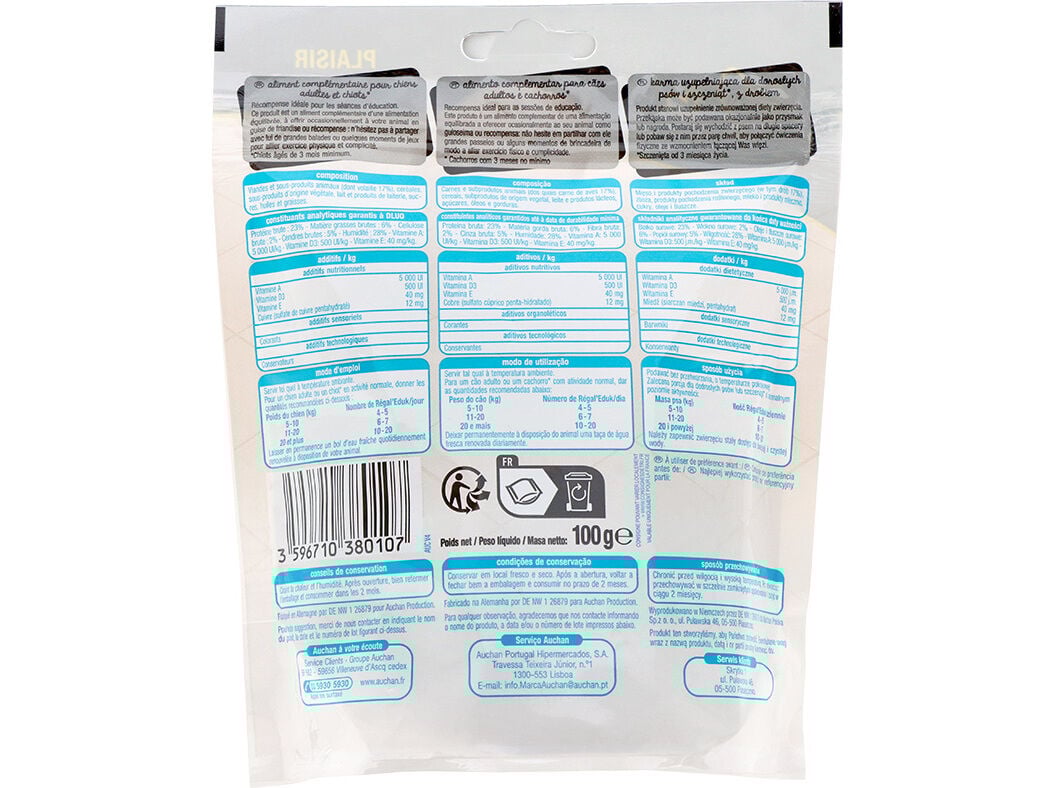 SNACKS PARA C&Atilde;O AUCHAN J&Uacute;NIOR R&Eacute;GAL' EDUK COM AVES 100G image number 1