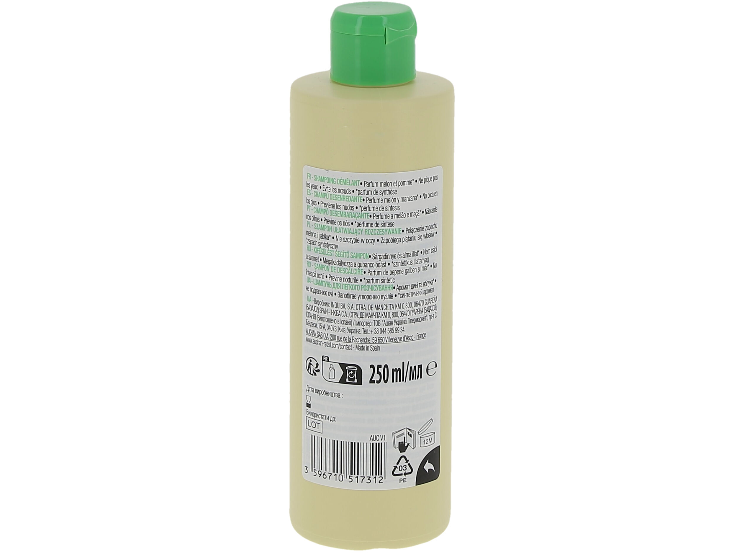 CHAMP&Ocirc; AUCHAN KIDS 2EM1 MEL&Atilde;O E MA&Ccedil;&Atilde; 250ML image number 1