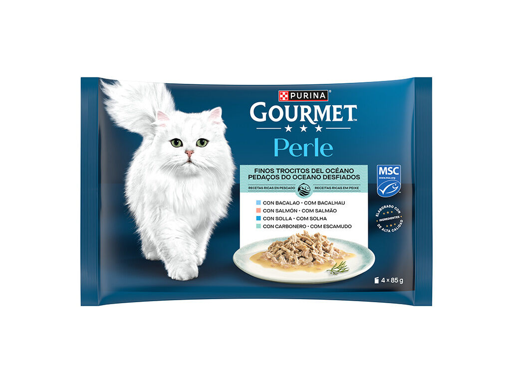 COMIDA H&Uacute;MIDA GATO GOURMET PERLE DESFIADOS 4X85G image number 1