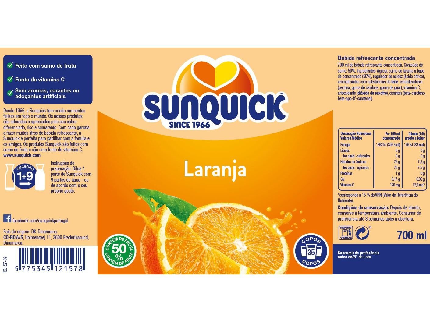 CONCENTRADO SUNQUICK LARANJA 0.70L image number 1
