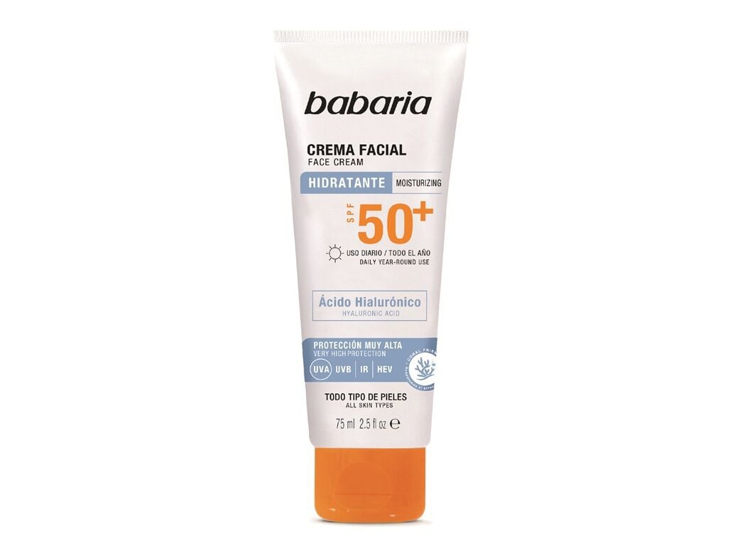 PROTETOR SOLAR ROSTO BABARIA HIALUR&Oacute;NICO SPF50 75ML