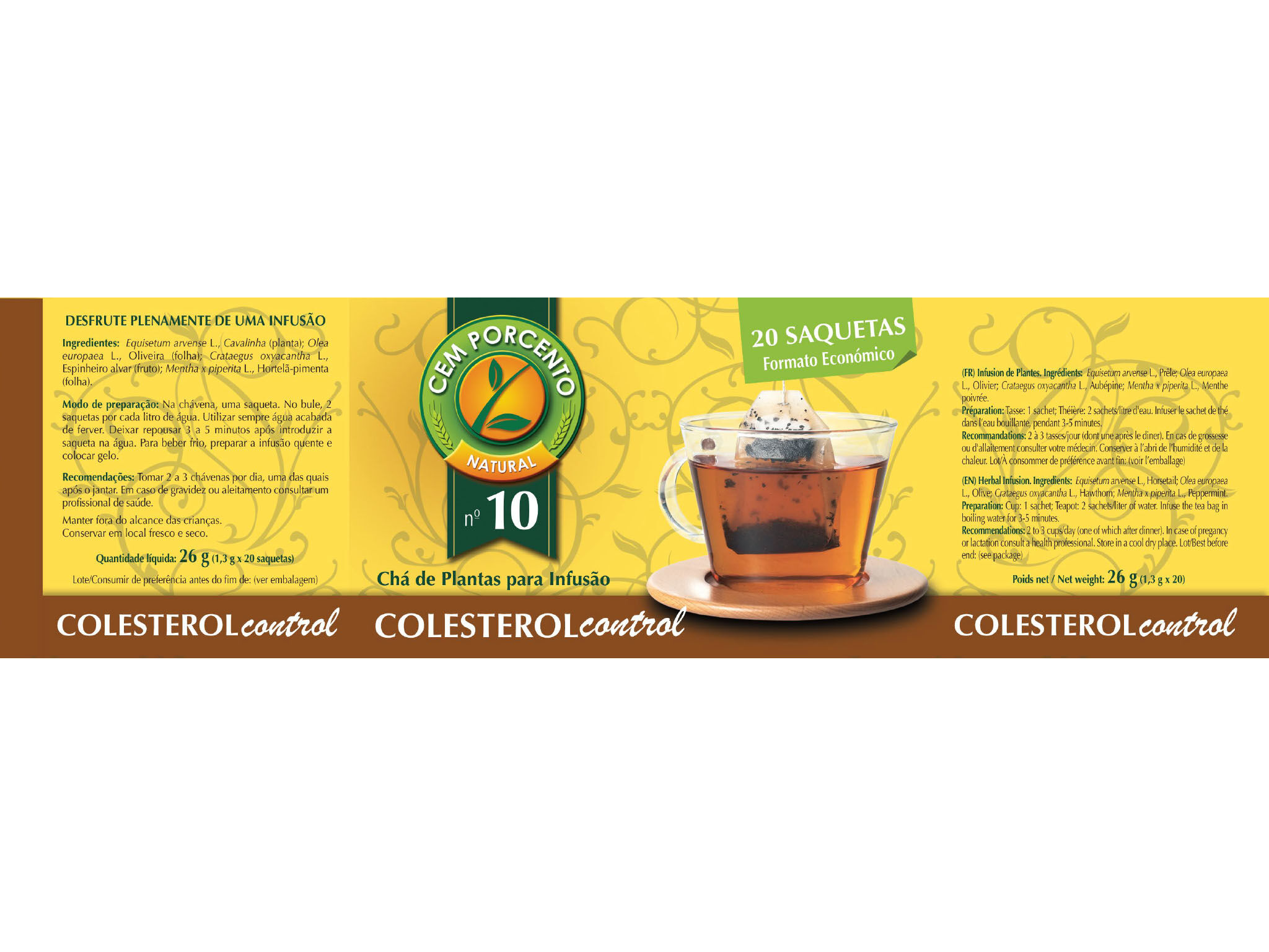CH&Aacute; CEM PORCENTO N&ordm;10 COLESTEROL CONTROL 20 SAQUETAS image number 1
