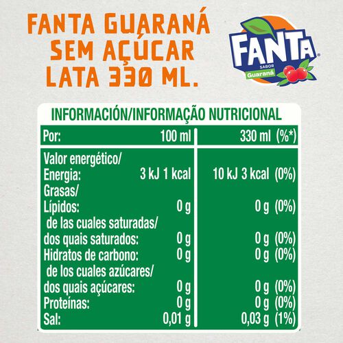 REFRIGERANTE COM GÁS FANTA GUARANÁ LATA 0.33L