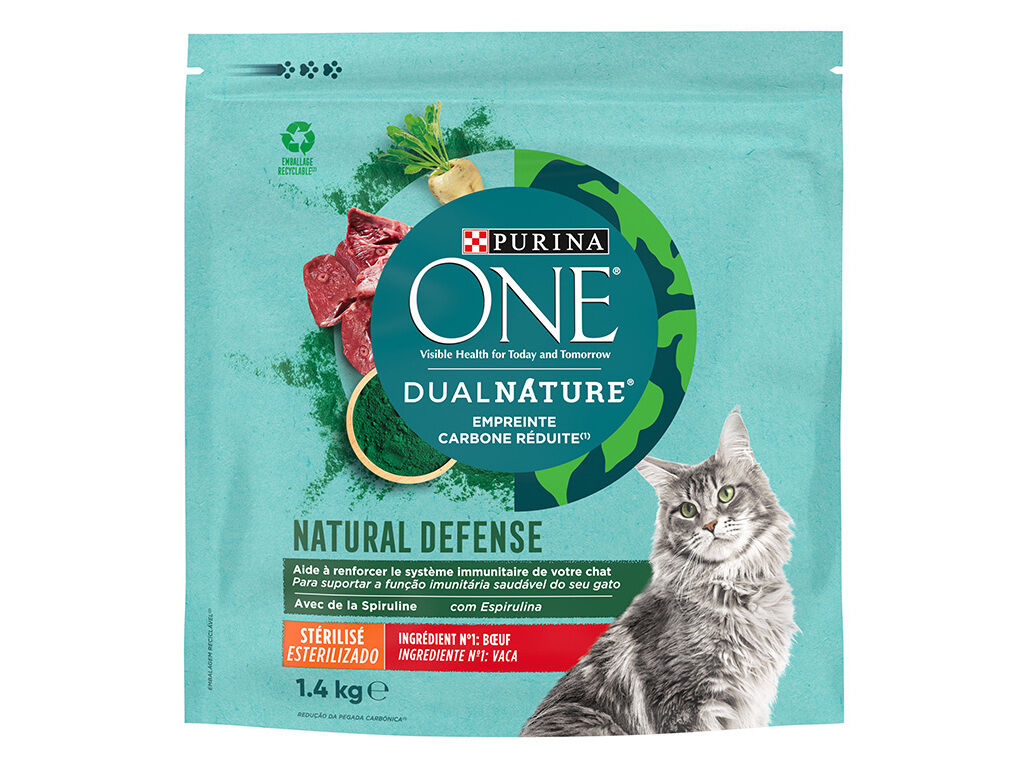 RA&Ccedil;&Atilde;O PARA GATO PURINA ONE DUAL NATURE ESTERILIZADO COM VACA 1.4KG image number 1