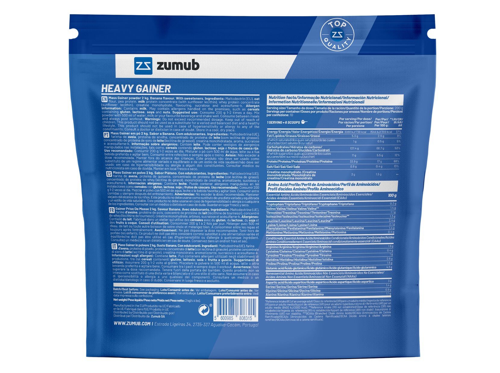 HEAVY GAINER ZUMUB BANANA 2KG image number 1