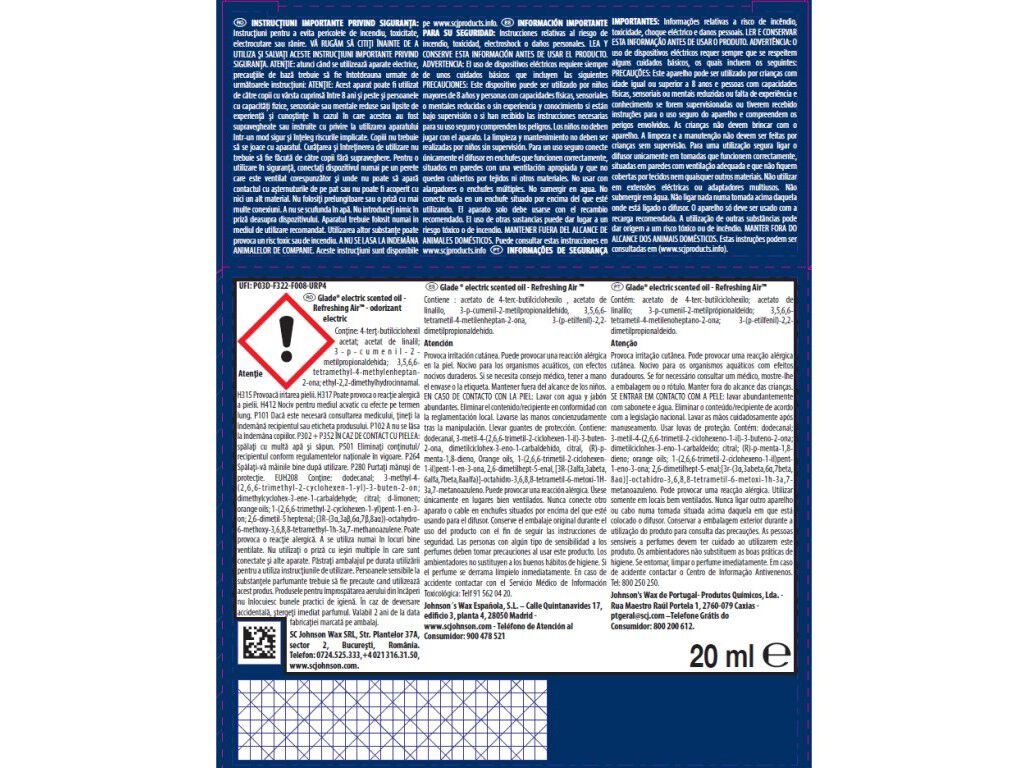 AMBIENTADOR EL&Eacute;CTRICO APARELHO GLADE PET REFRESHING AIR 20ML image number 1