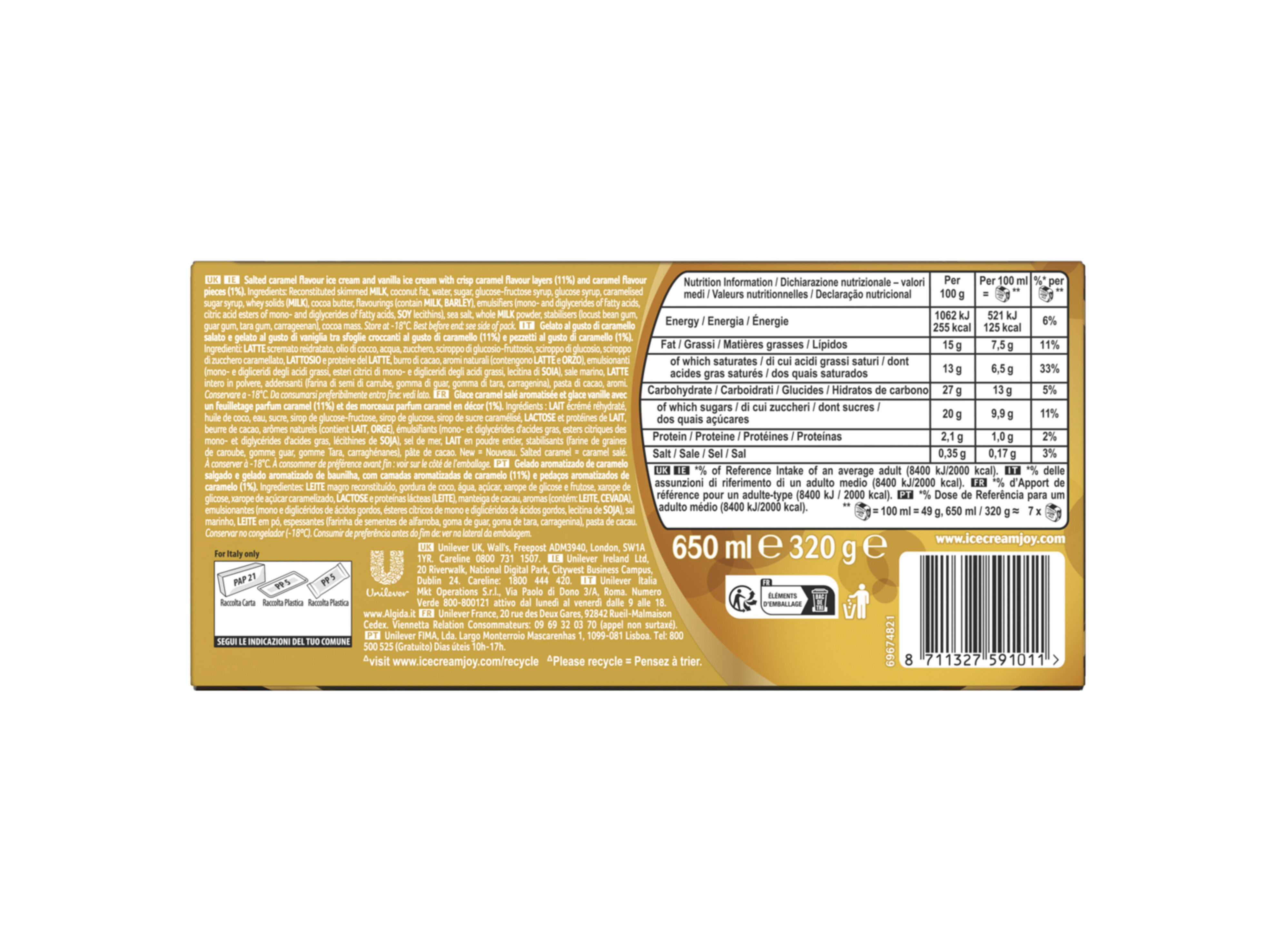 GELADO VIENNETTA SALTED CARAMEL 650ML image number 1