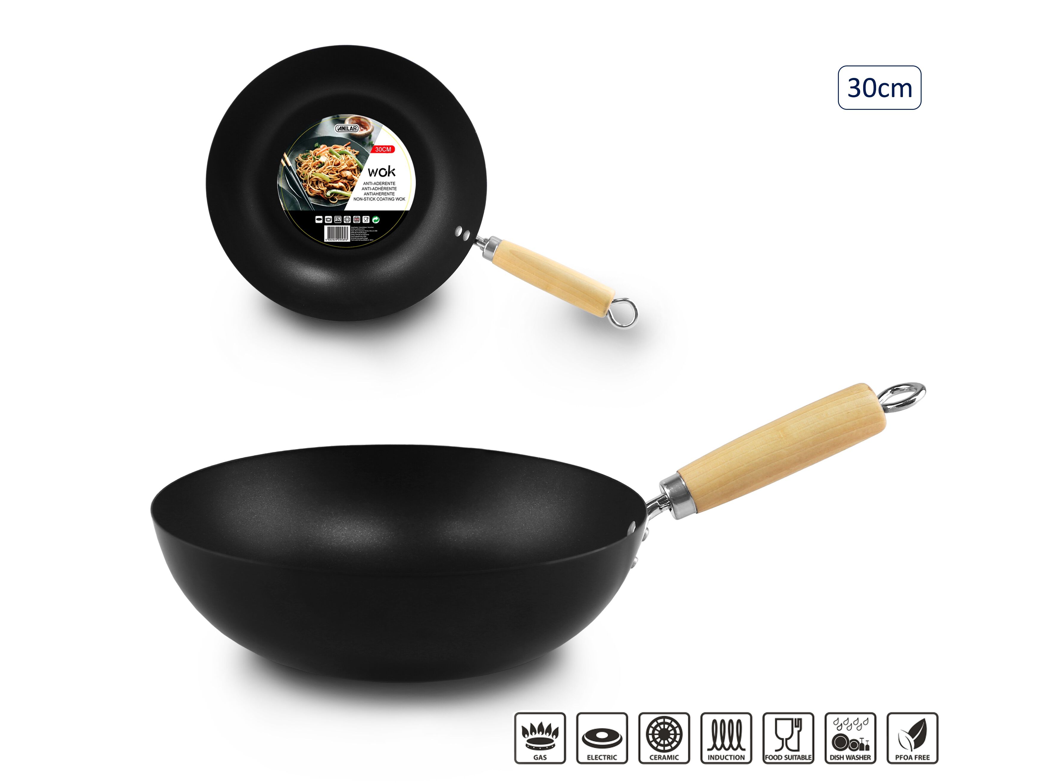 WOK ANILAR ANTI-ADERENTE 30CM