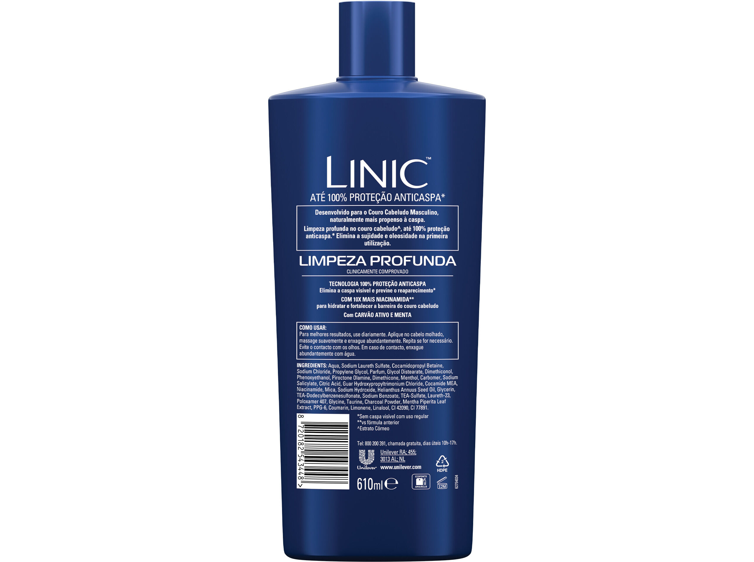 CHAMP&Ocirc; ANTI-CASPA LINIC MEN LIMPEZA PROFUNDA 610ML image number 1
