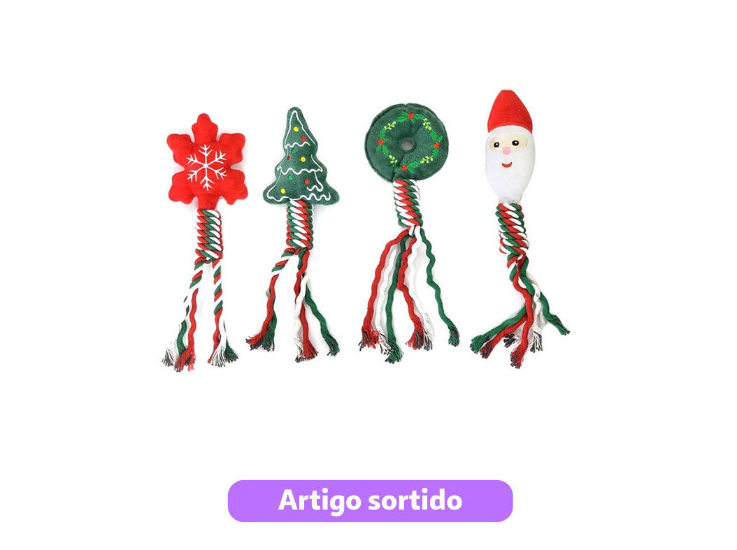 BRINQUEDO TECIDO COM CORDA PARA PET NATAL MODELOS SORTIDOS image number 0