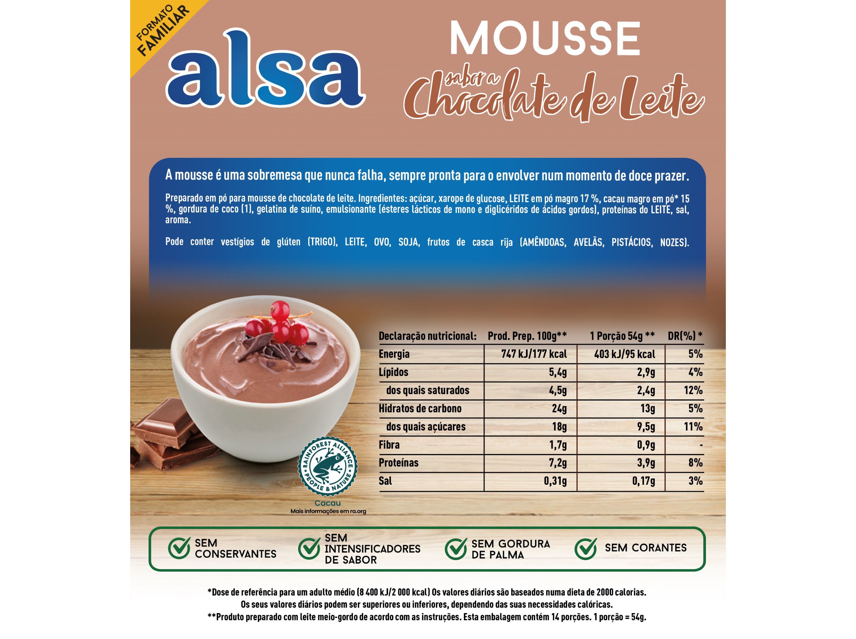 MOUSSE DE CHOCOLATE ALSA CHOCOLATE LEITE 264 G image number 1