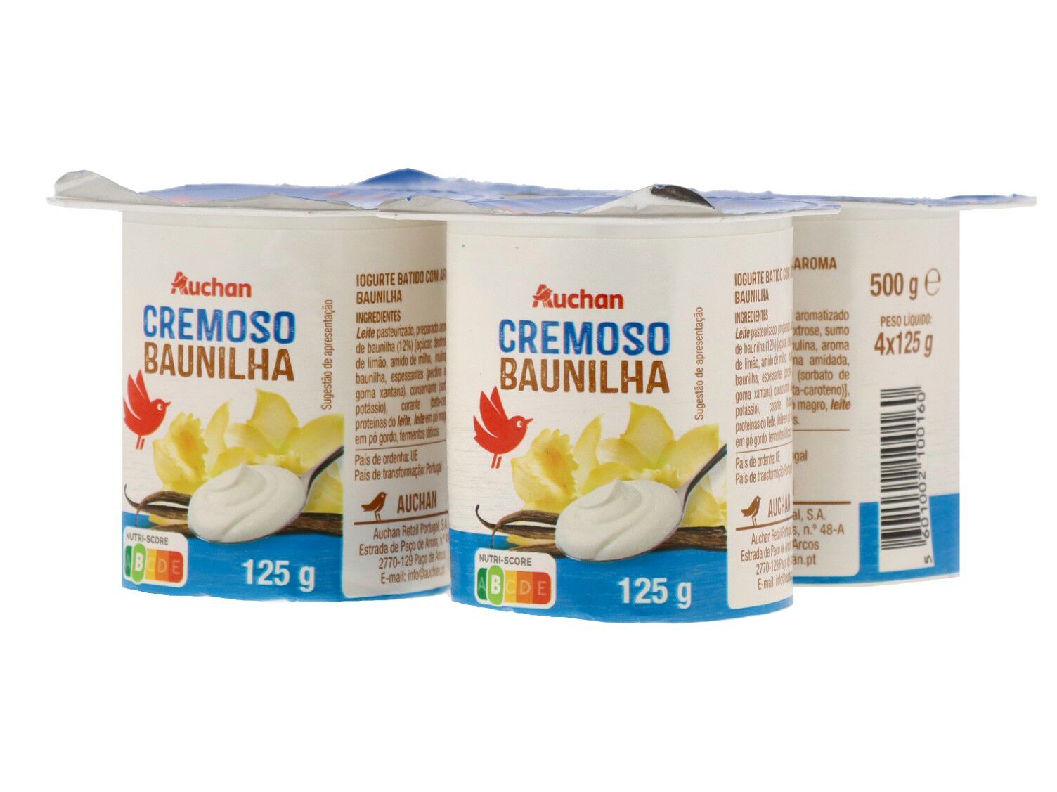 IOGURTE AUCHAN CREMOSO BAUNILHA 4X125G image number 1