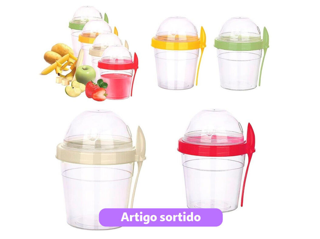COPO PARA ALIMENTOS COM COLHER CORES SORTIDAS