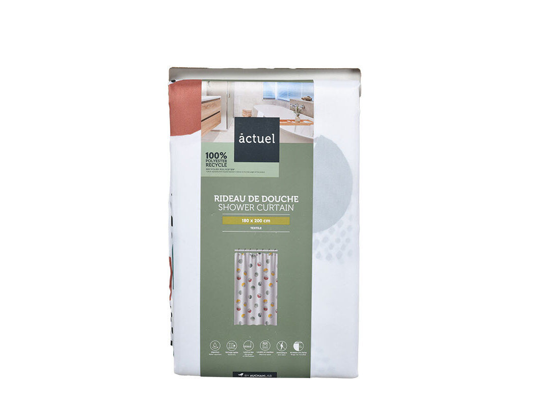 CORTINA DUCHE ACTUEL POLIESTER 50% RECICLADO BOLAS COR 180X200CM image number 0