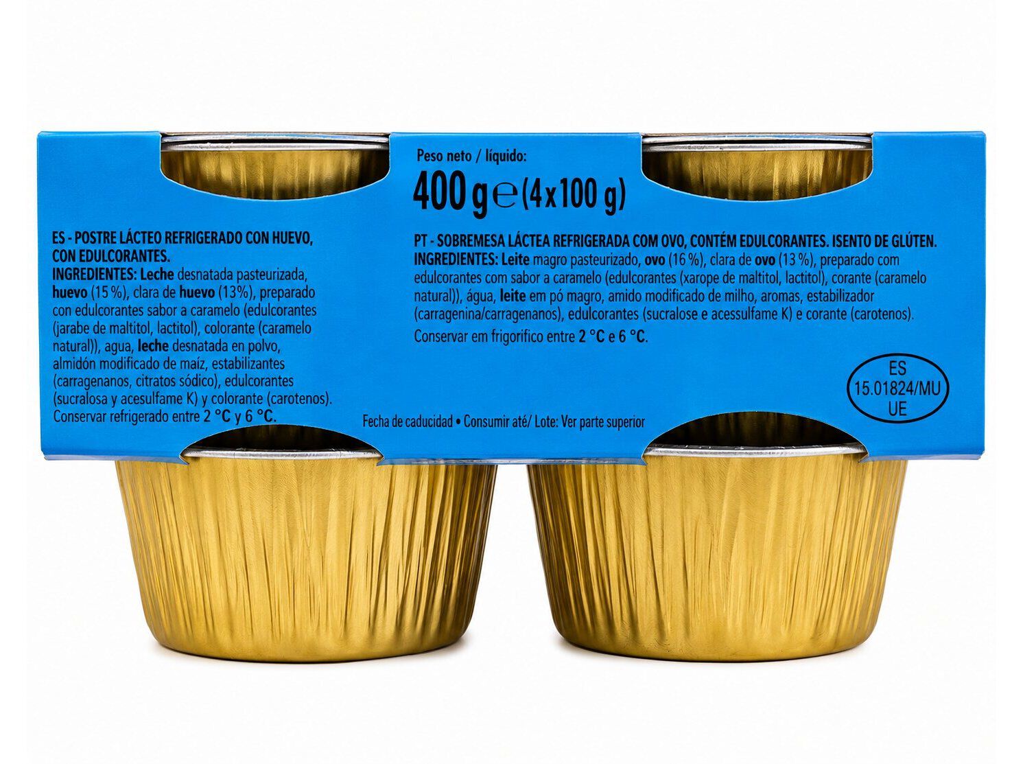 PUDIM FLAN DE OVO AUCHAN SEM ADI&Ccedil;&Atilde;O DE A&Ccedil;&Uacute;CARES SEM GL&Uacute;TEN 4X100G image number 3