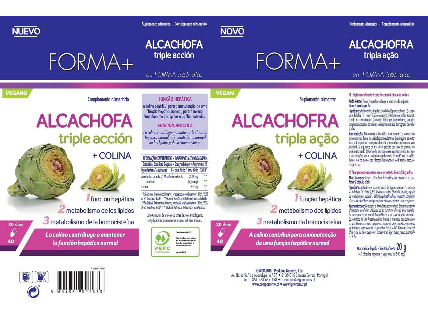 SUPLEMENTO FORMA+ ALCACHOFRA 40 CAPS image number 1