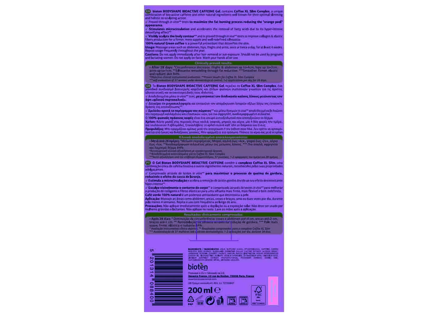 ANTI CELUL&Iacute;TICO BIOTEN BIOACTIVE CAFFEINE 200ML image number 1