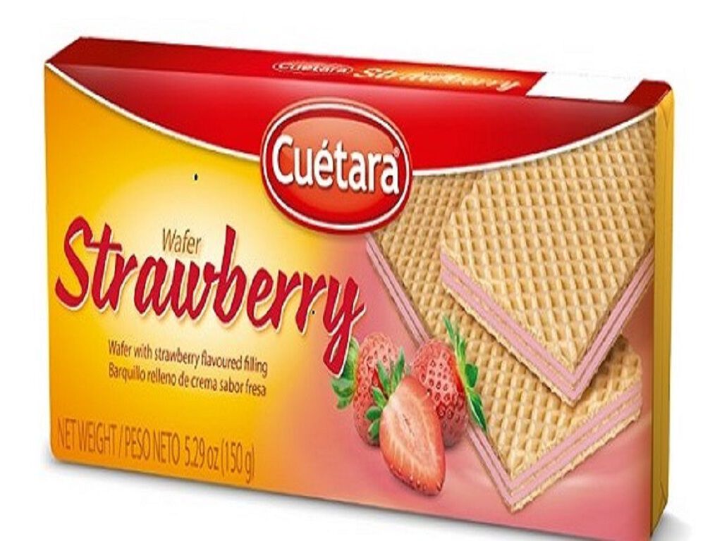 BOLACHA CU&Eacute;TARA WAFFER MORANGO 150G image number 0