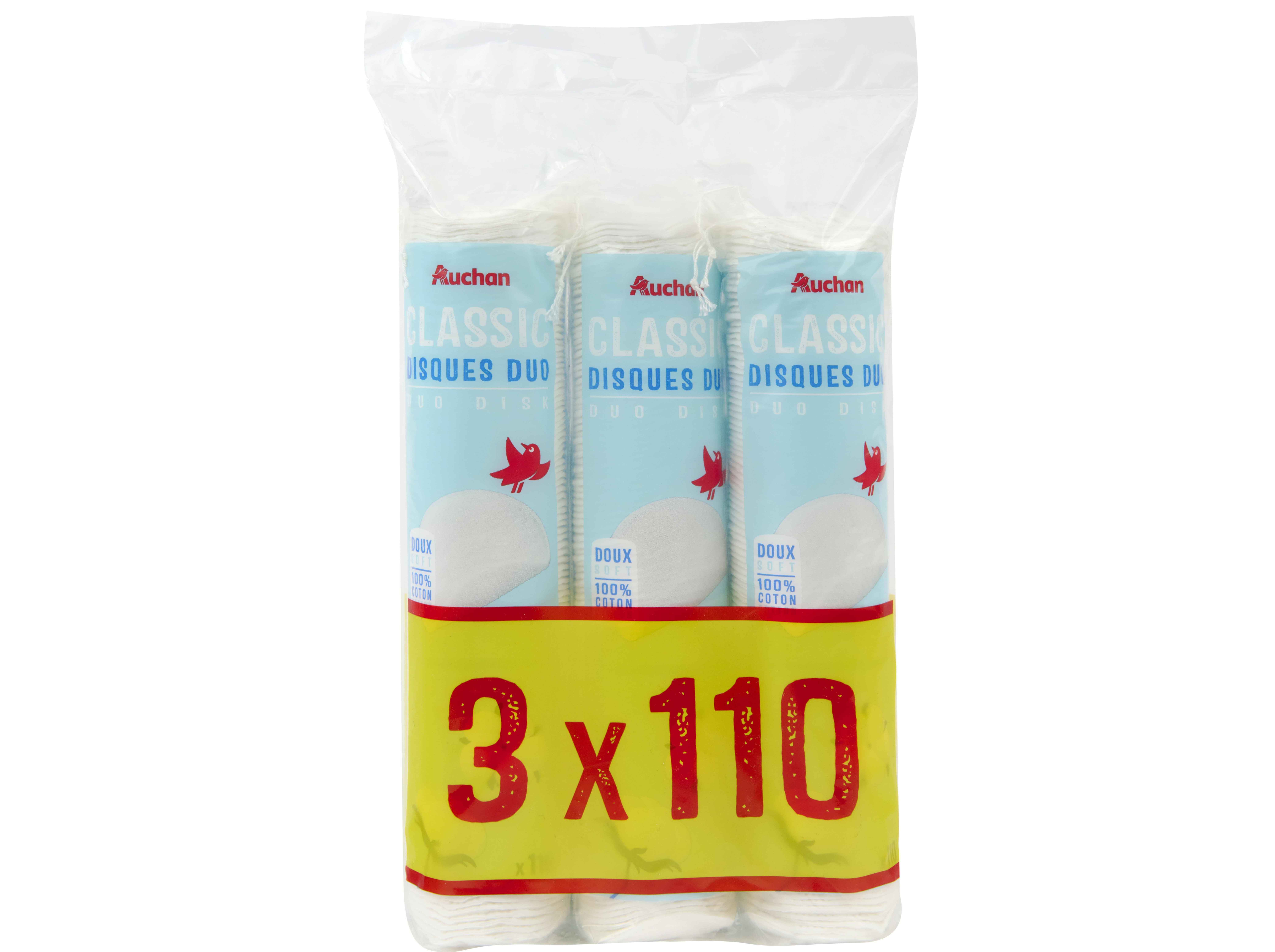 DISCOS DESMAQUILHANTES AUCHAN DUO CL&Aacute;SSICO 3X110UN