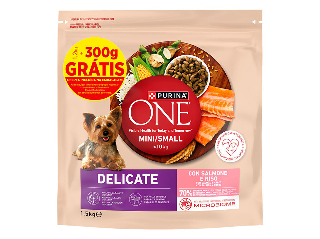 RA&Ccedil;&Atilde;O C&Atilde;O PURINA ONE MINI DELICATE 1.2KG+300G image number 0
