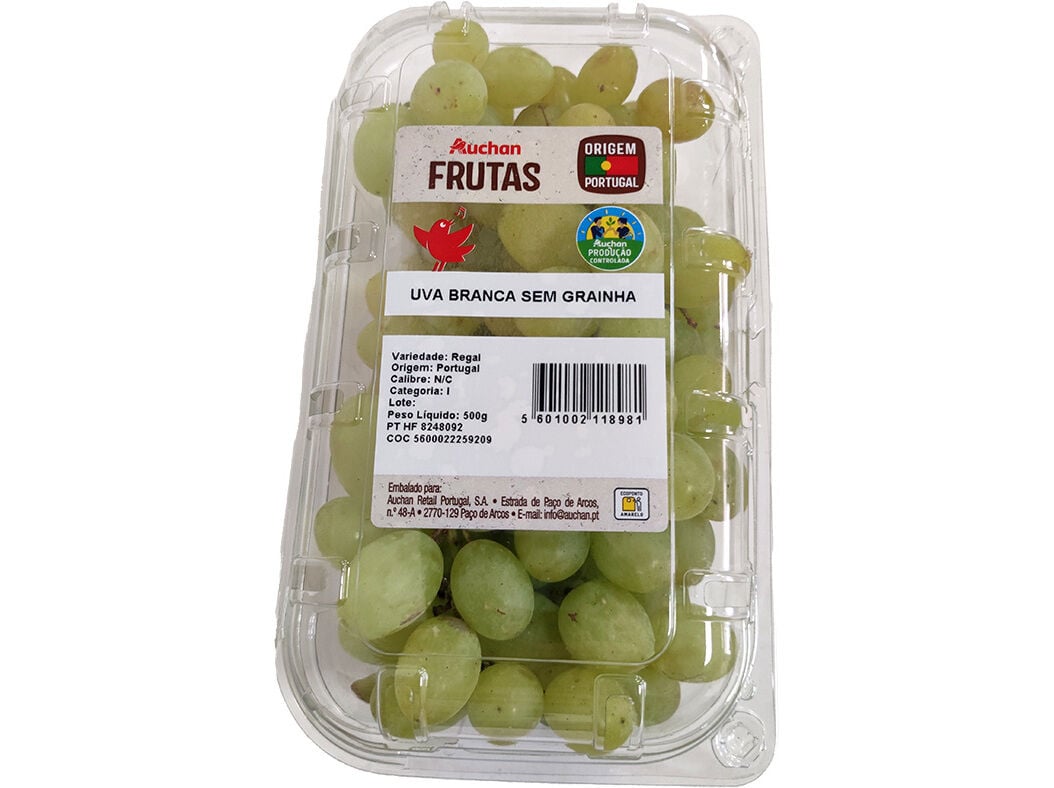 UVA BRANCA SEM GRAINHA AUCHAN CULTIVAMOS O BOM 500 G image number 0