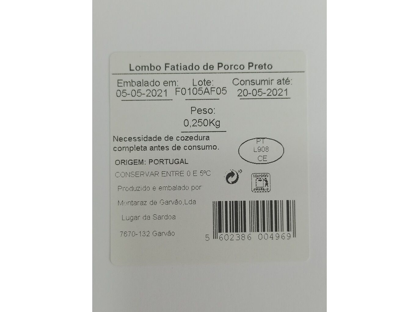 LOMBO PORCO PRETO AUCHAN CULTIVAMOS O BOM 250 GR image number 1