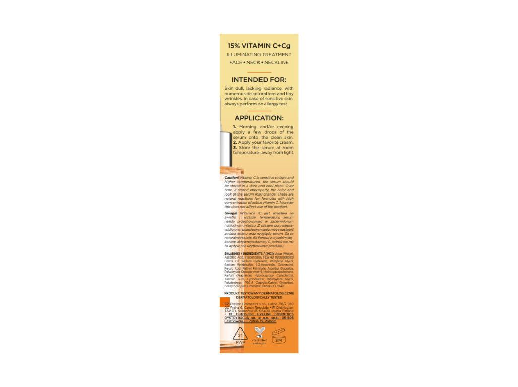 S&Eacute;RUM SHOT EVELINE 15% VITAMINA C+CG 30ML image number 1