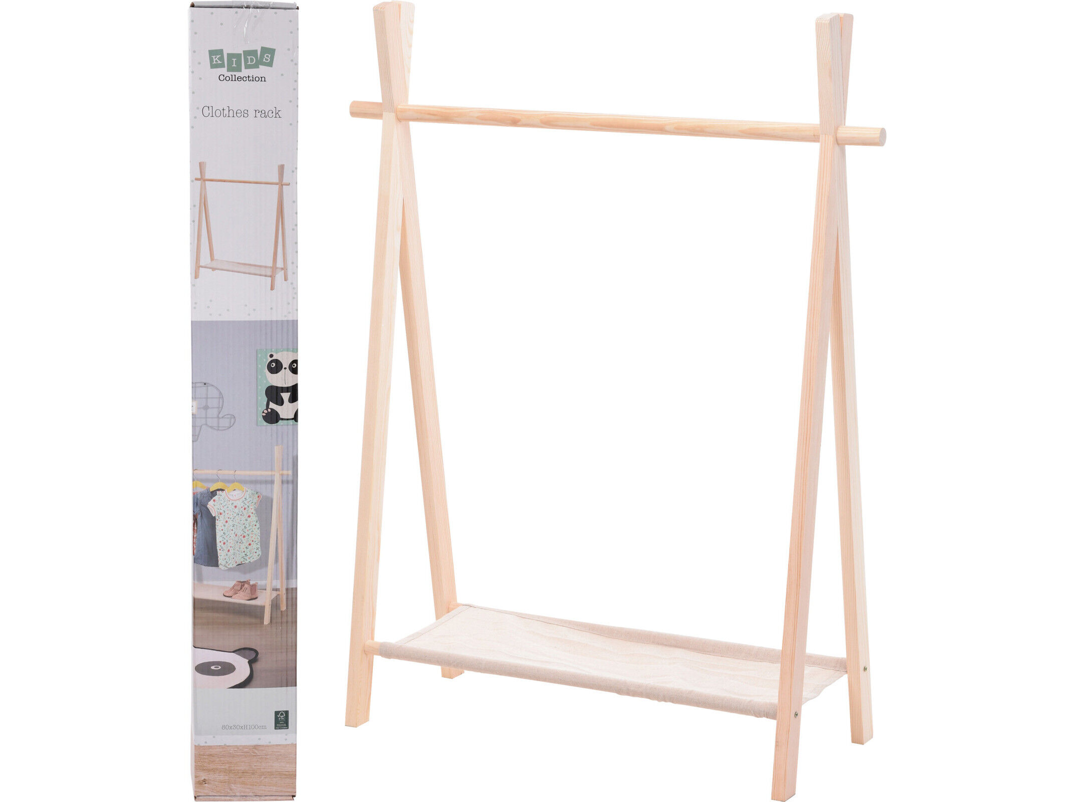 SUPORTE PARA ROUPA INFANTIL EM MADEIRA 80X30X100CM image number 1