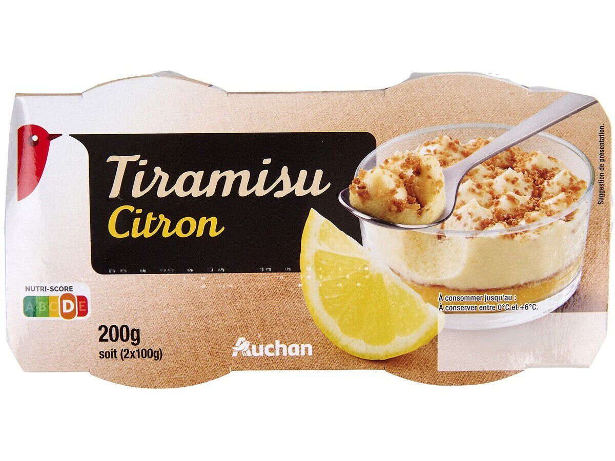 TIRAMISU AUCHAN LIM&Atilde;O RECEITA ITALIANA 2X100G image number 0