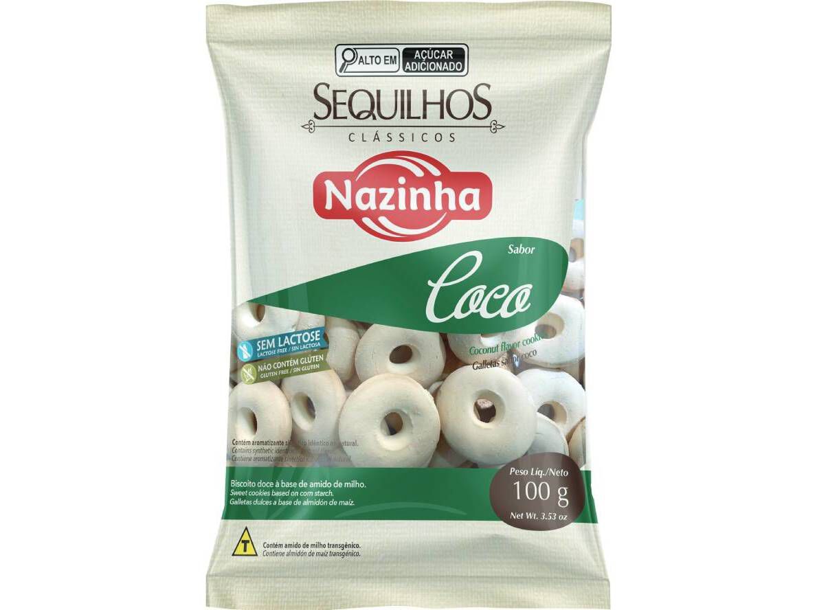 BISCOITOS NAZINHA SEQUILHOS C&Ocirc;CO 100G