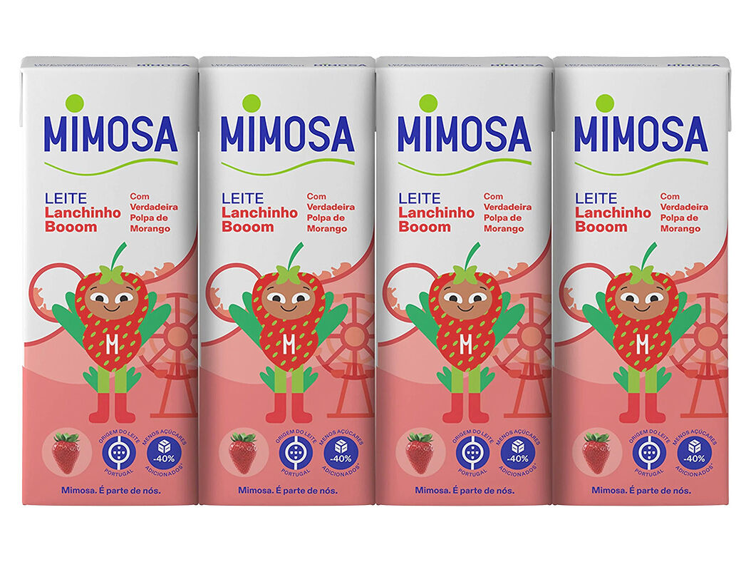 LEITE MIMOSA UHT POLPA DE MORANGO 4X200ML