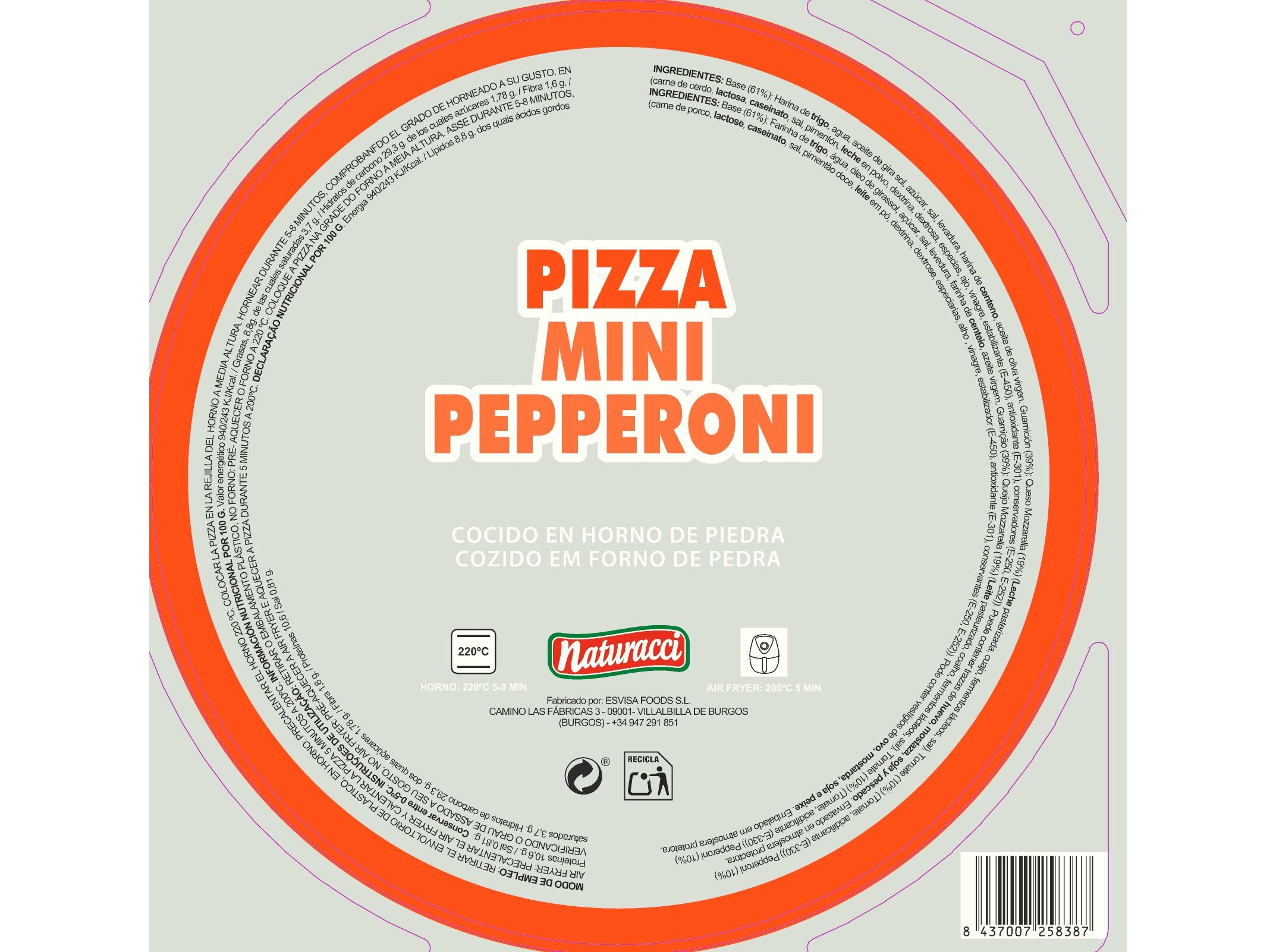 PIZZA NATURACCI PEPPERONI 2X210G image number 1