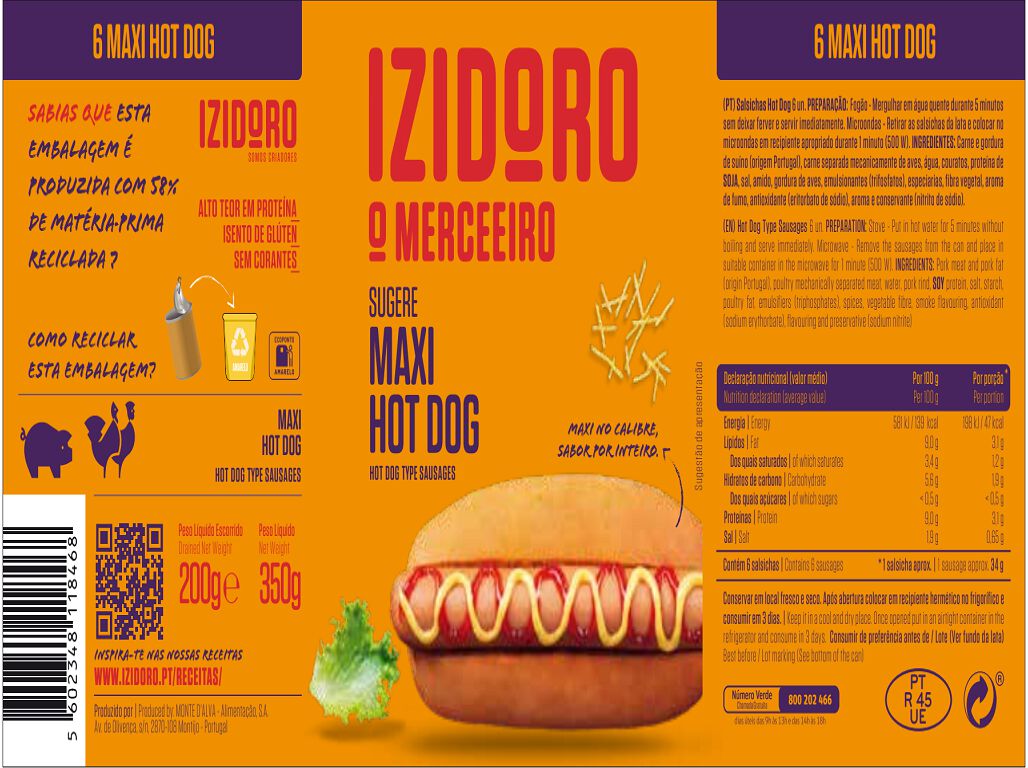 SALSICHAS HOTDOG IZIDORO 6 UN image number 1