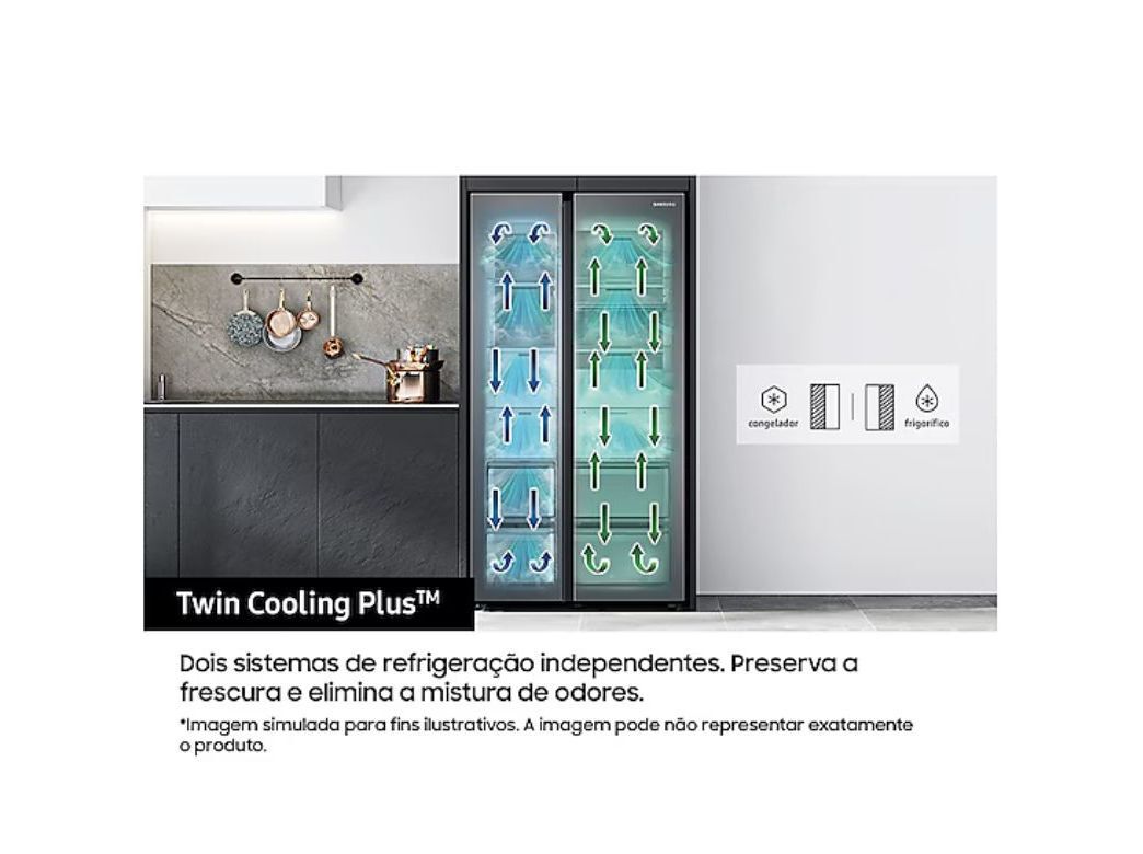 FRIGOR&Iacute;FICO AMERICANO SAMSUNG RF48A401EM9/EF 4 PORTAS COM DISPENSADOR DE &Aacute;GUA image number 5