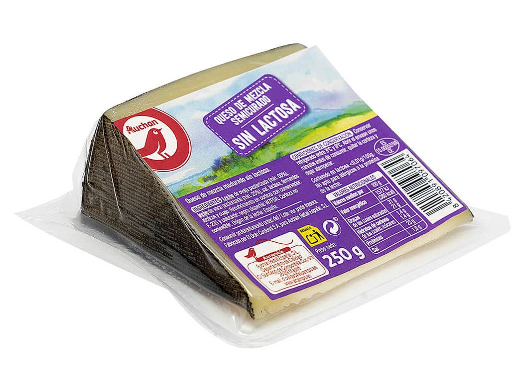 QUEIJO MISTURA AUCHAN SEM LACTOSE CUNHA 250G