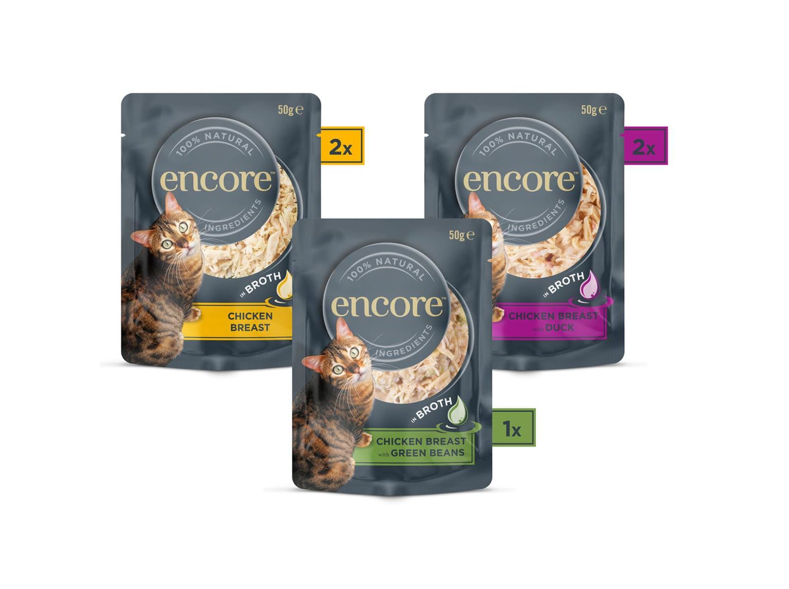 COMIDA H&Uacute;MIDA PARA GATO ENCORE SELE&Ccedil;&Atilde;O FRANGO 5X50G image number 1