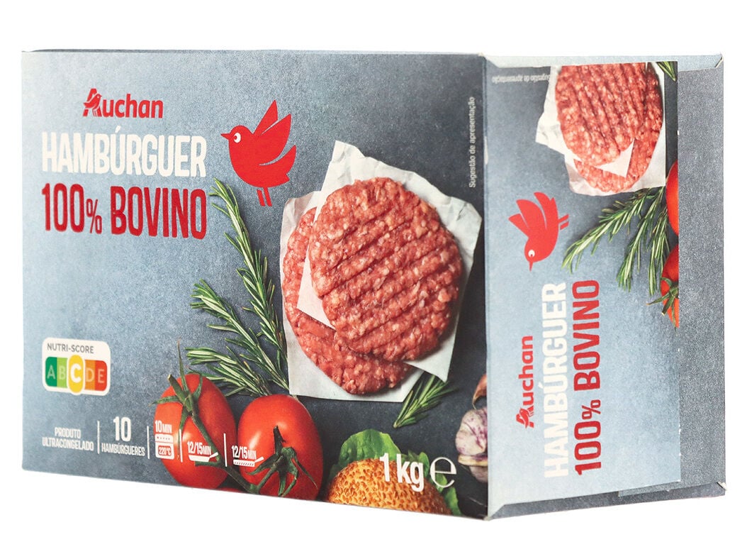 HAMB&Uacute;RGUER AUCHAN 100% BOVINO 10UN 1KG image number 1