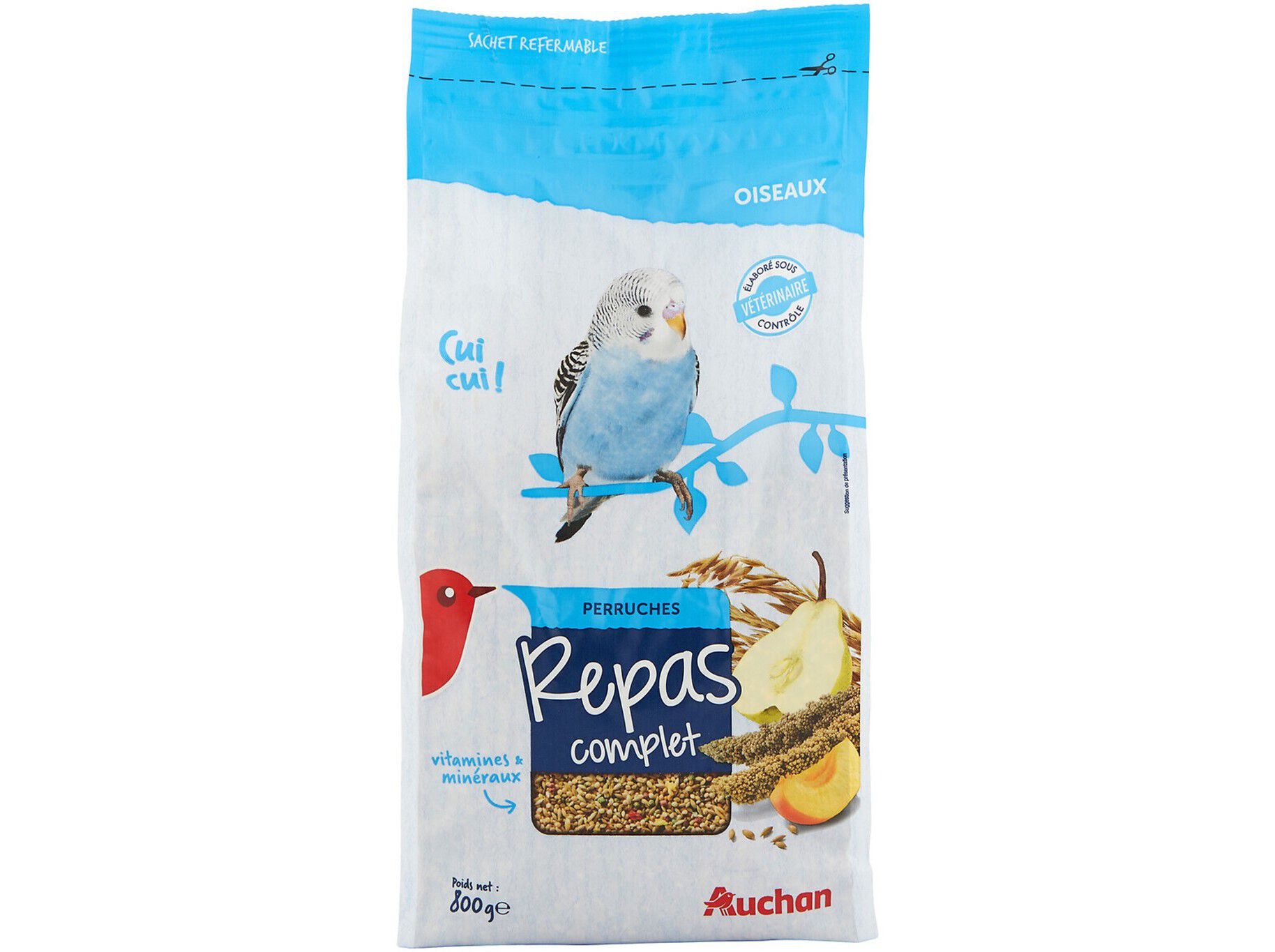 COMIDA PARA PERIQUITOS AUCHAN MENU COMPLETO 800G